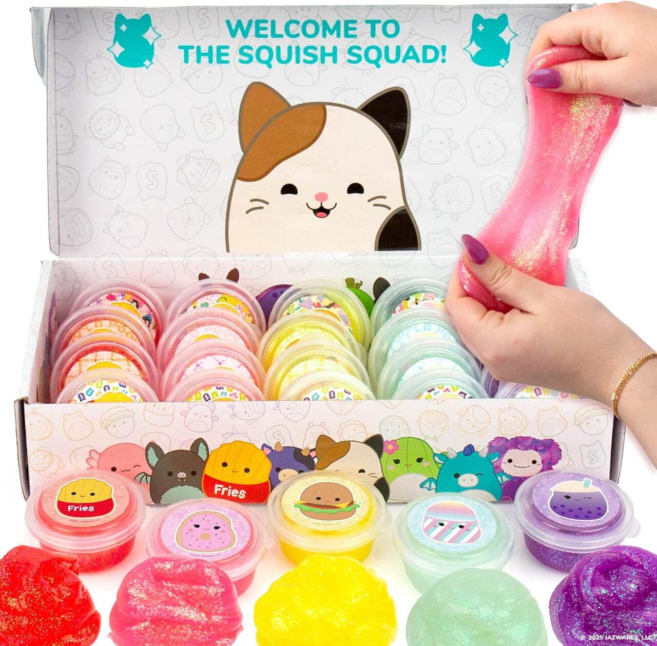 Original Squishmallows Ultimate Compounds 25-Pack – Scented Glitter Slimes & Mini Squishmallows, Fun Slime Party Favors for Kids, Bulk Slime for Goodie Bags, Birthday Gifts & Classroom Prizes